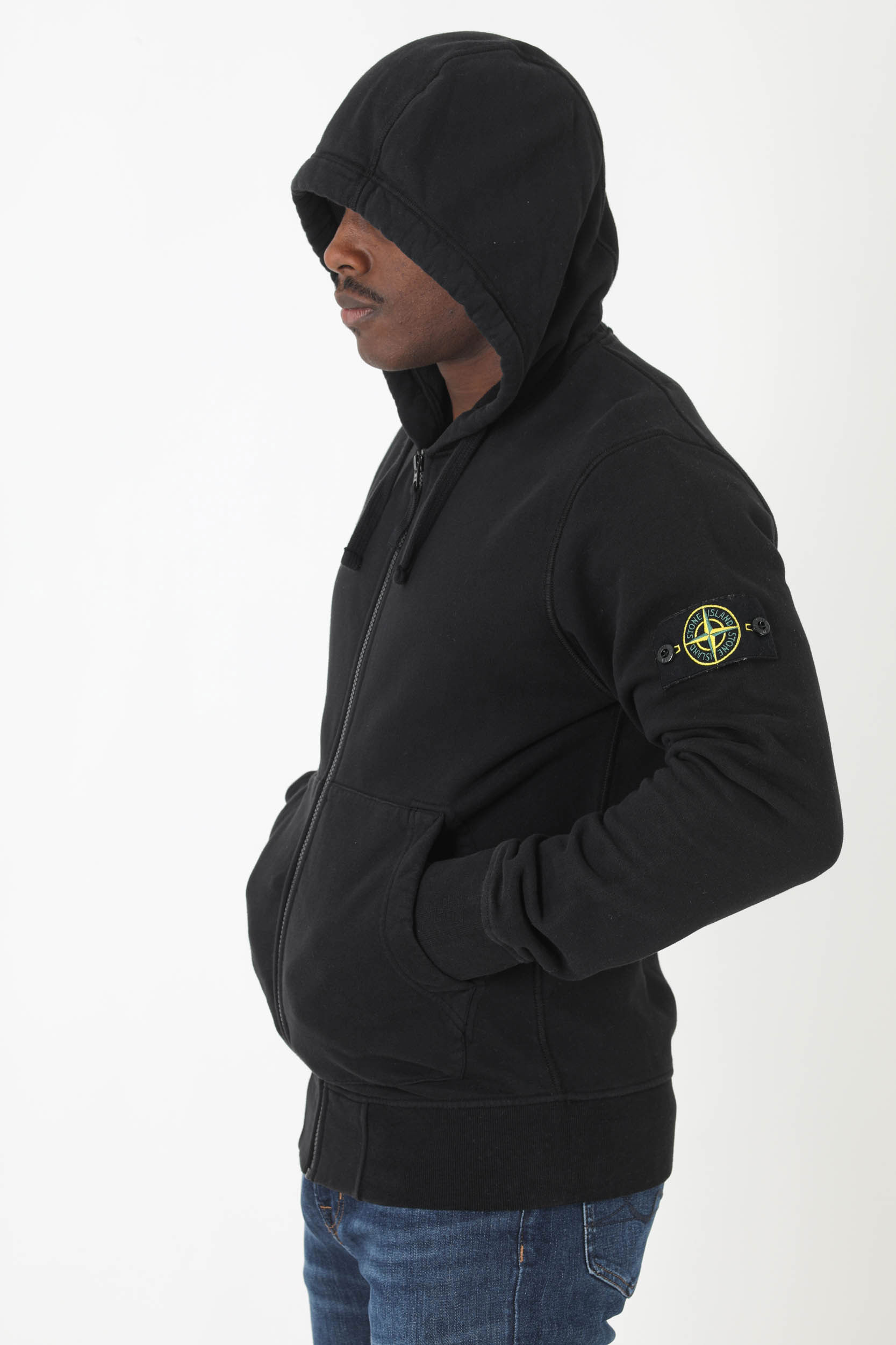 SWEAT ZIPPE STONE ISLAND NOIR 771564220-V0029