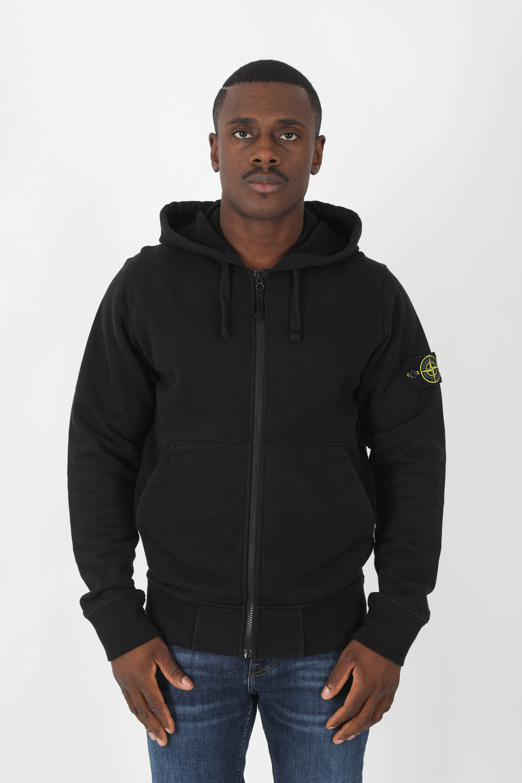 SWEAT ZIPPE STONE ISLAND NOIR 771564220-V0029