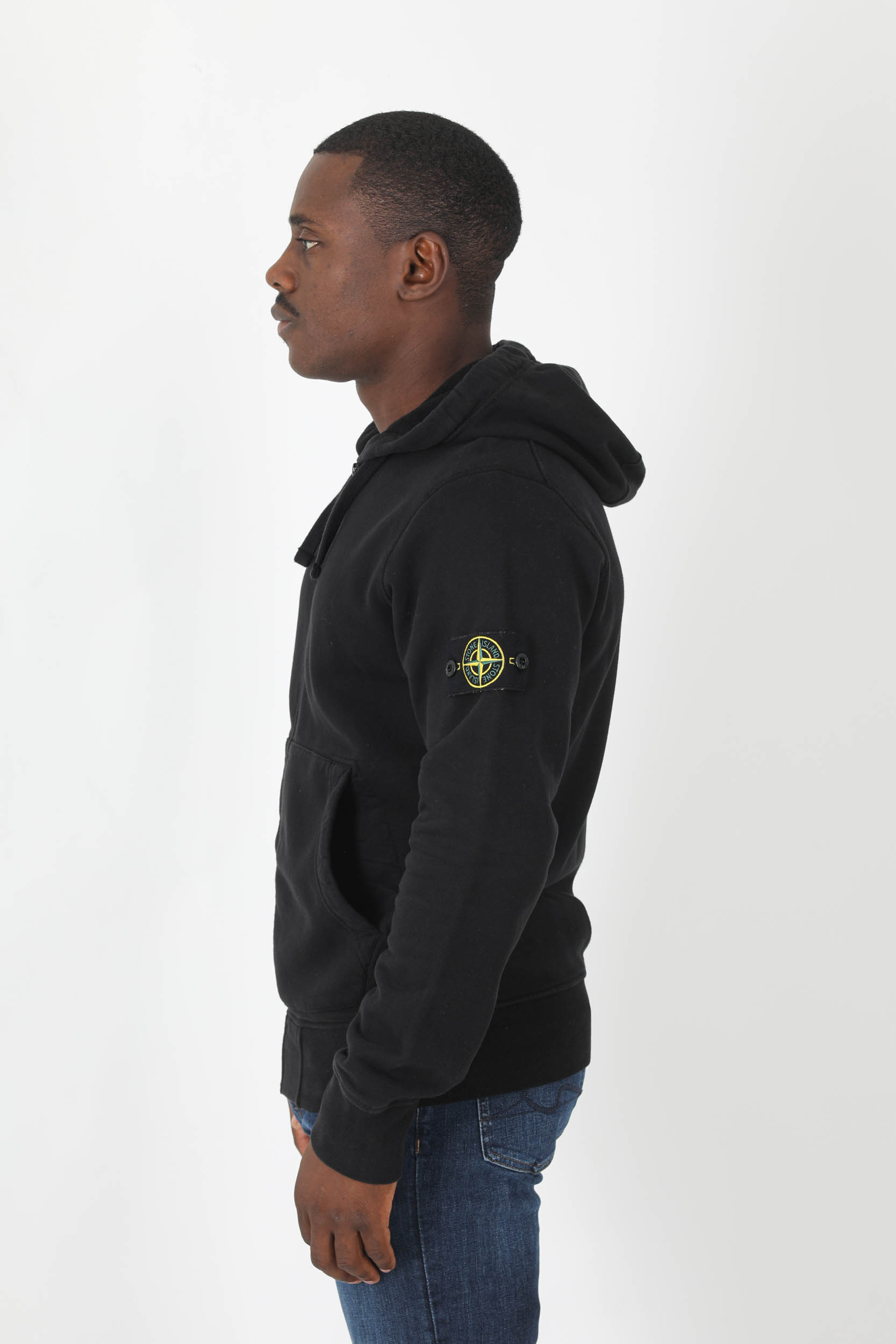 SWEAT ZIPPE STONE ISLAND NOIR 771564220-V0029