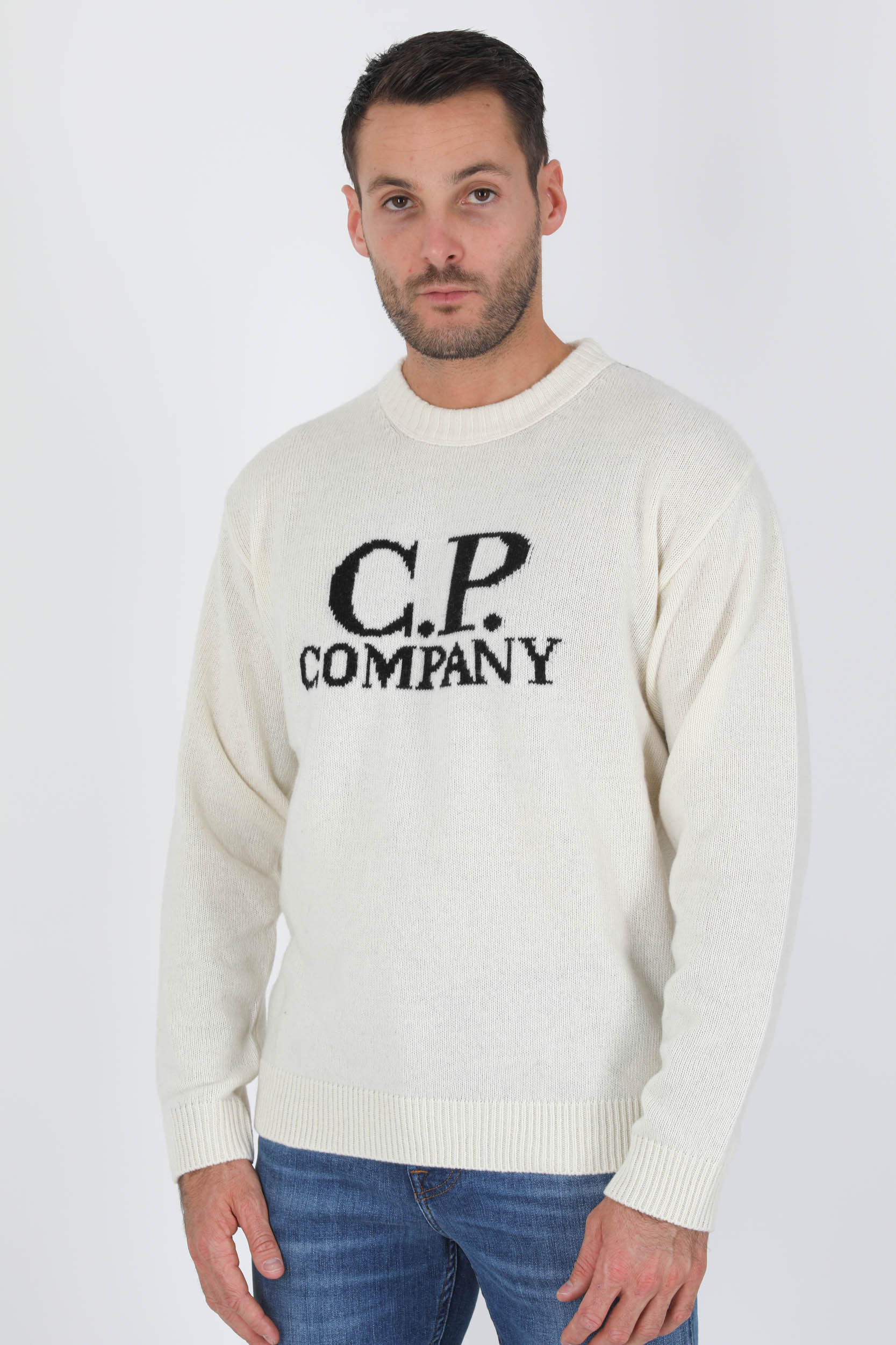 PULL EN LAINE C.P COMPANY LUNETTES BLANC N332A-103