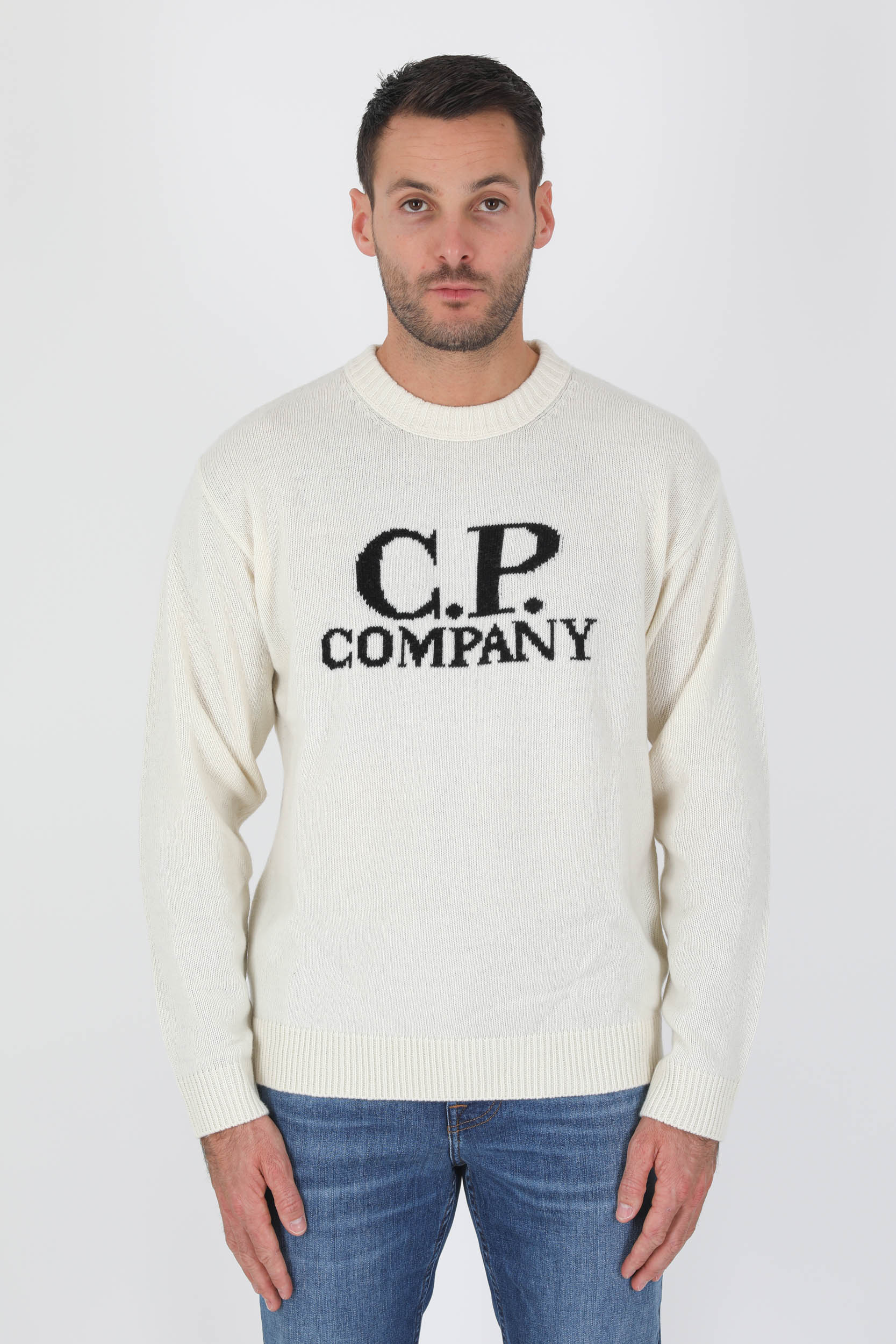 PULL EN LAINE C.P COMPANY LUNETTES BLANC N332A-103