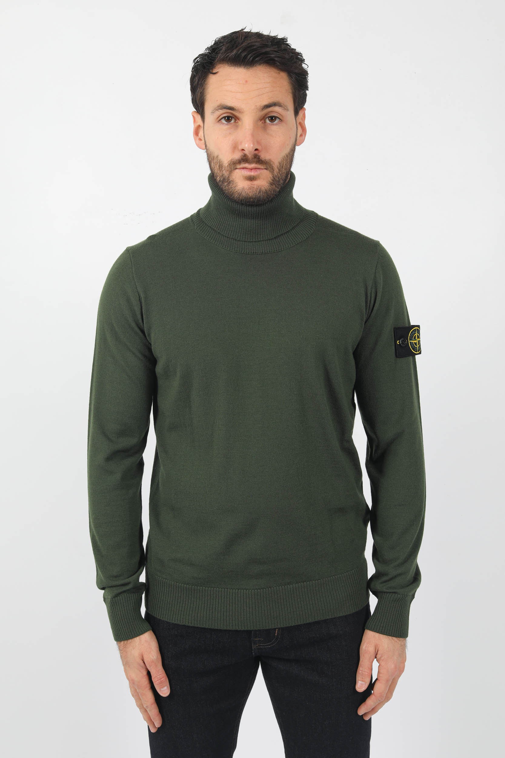 PULL COL ROULE MERINOS STONE ISLAND KAKI 7715525C4-V0058