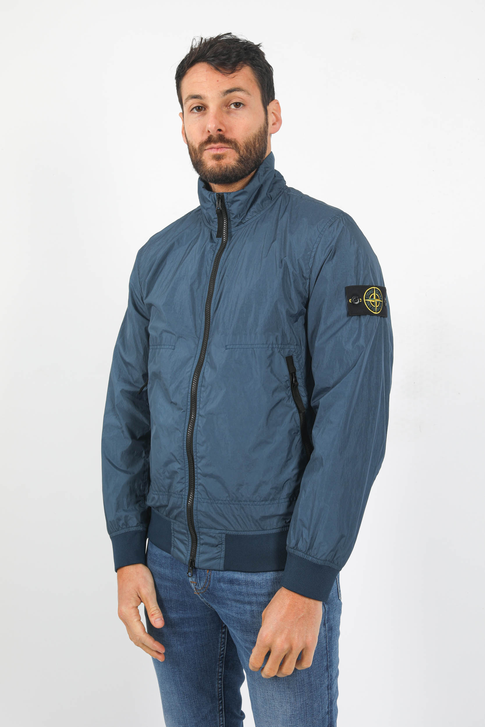 BLOUSON STONE ISLAND NYLON SANS CAPUCHE BLEU 781542822-V0024