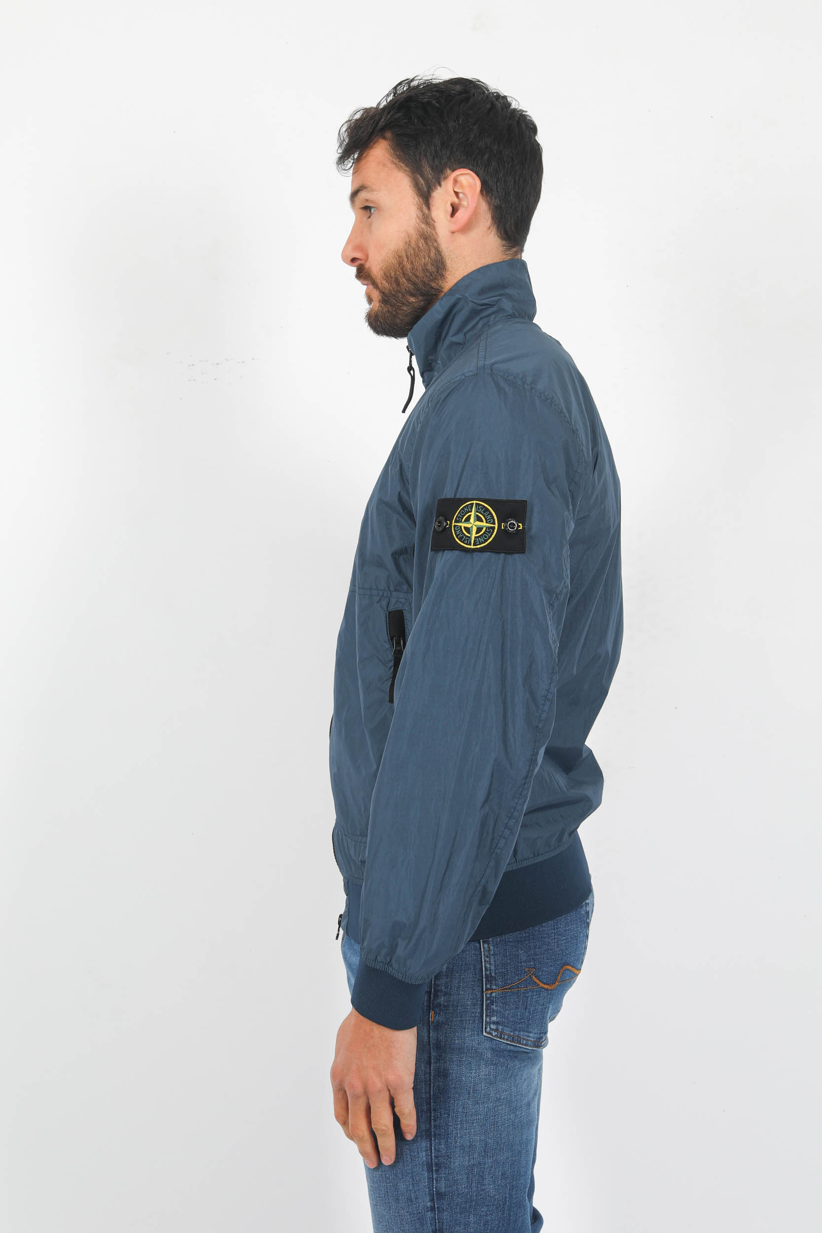 BLOUSON STONE ISLAND NYLON SANS CAPUCHE BLEU 781542822-V0024