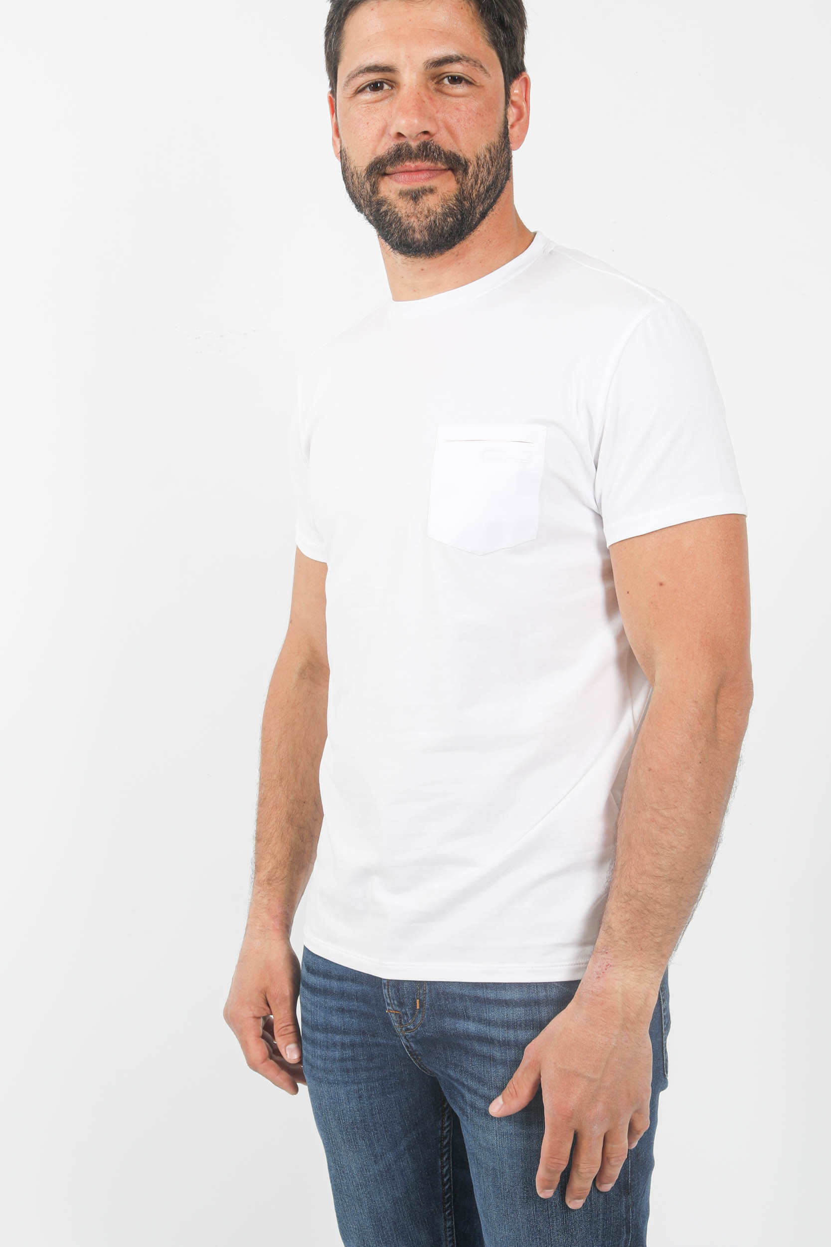 T-SHIRT RRD AVEC POCHE BLANC SES136-09