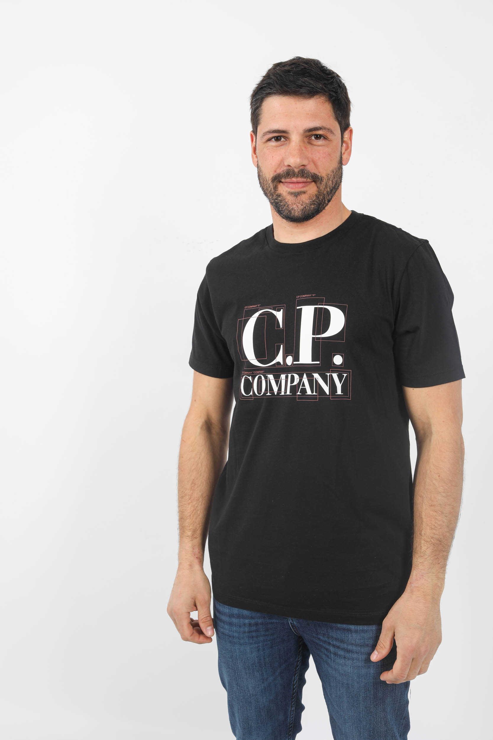 T-SHIRT C.P COMPANY NOIR LOGO CARRE S189A-999