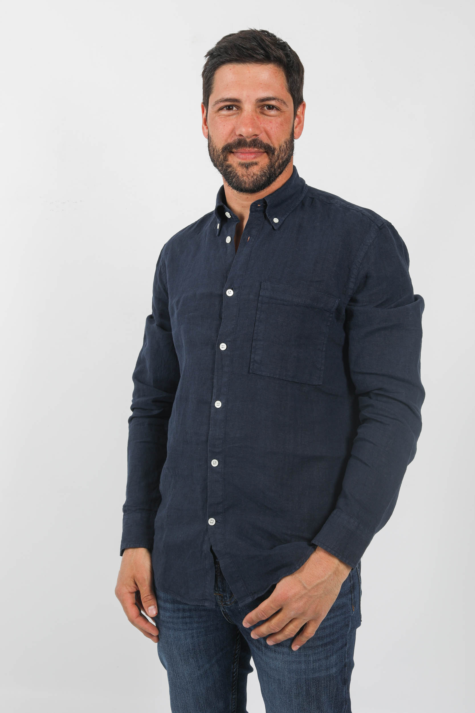 CHEMISE EN LIN NNO7 MARINE ARNE-200