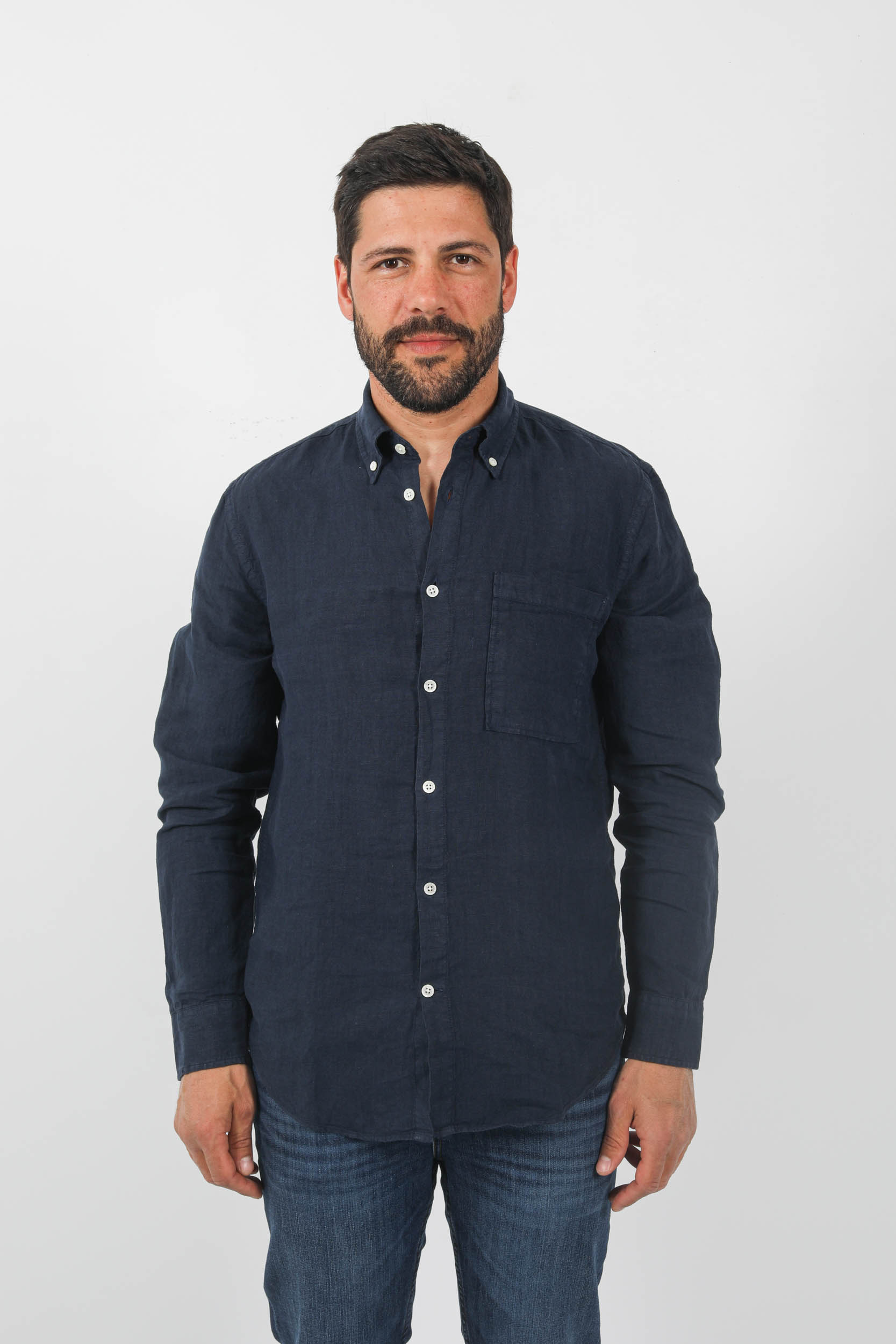 CHEMISE EN LIN NNO7 MARINE ARNE-200