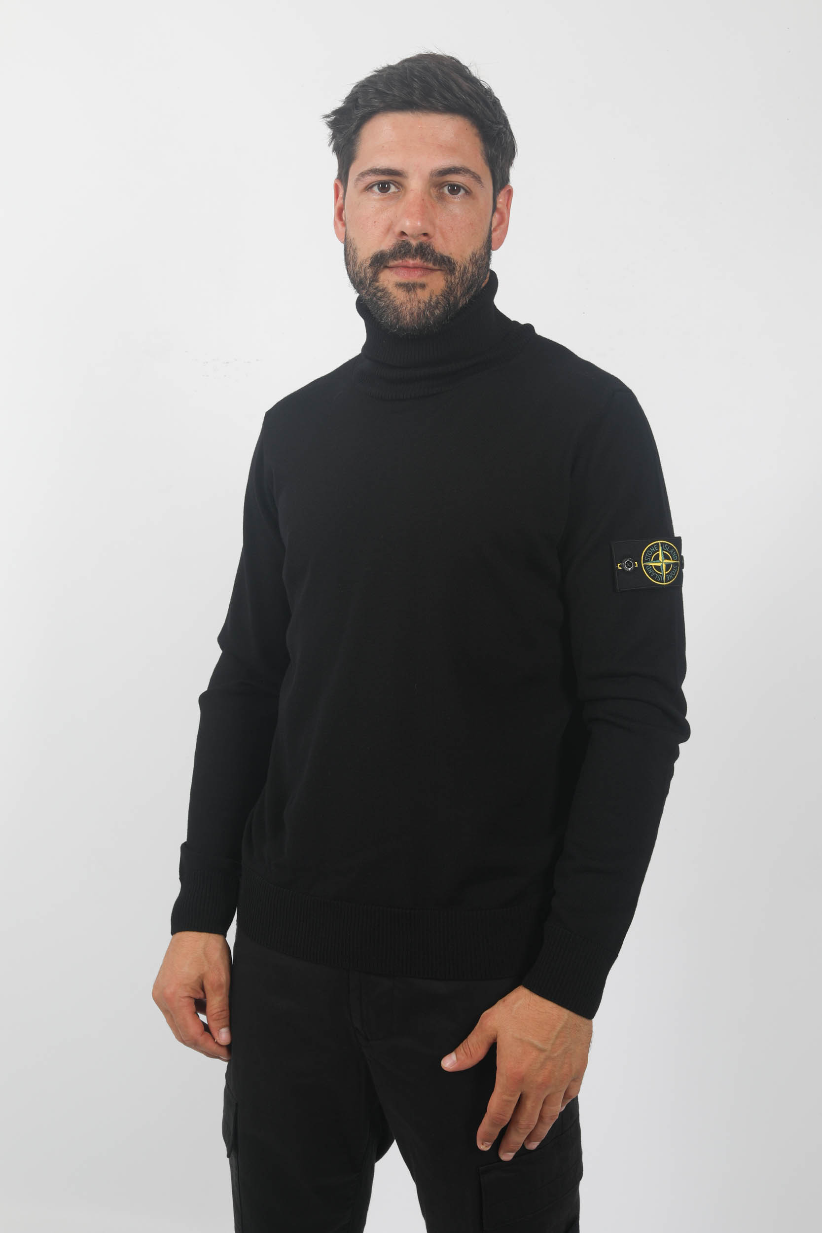 PULL COL ROULE MERINOS STONE ISLAND NOIR 7915525C4-A0029