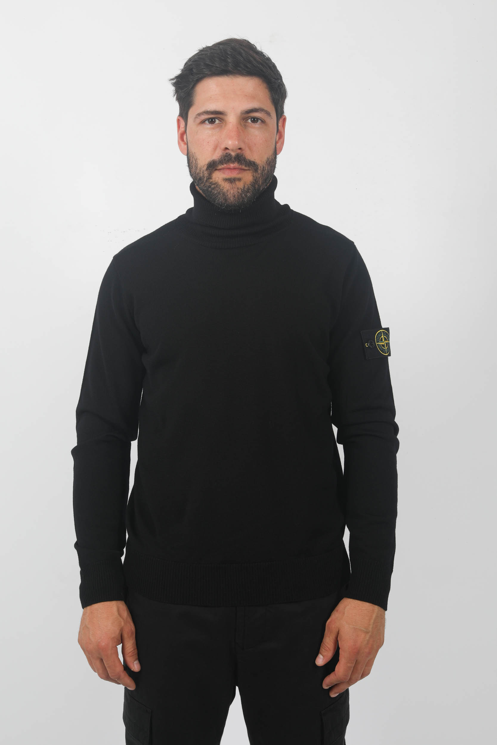 PULL COL ROULE MERINOS STONE ISLAND NOIR 7915525C4-A0029