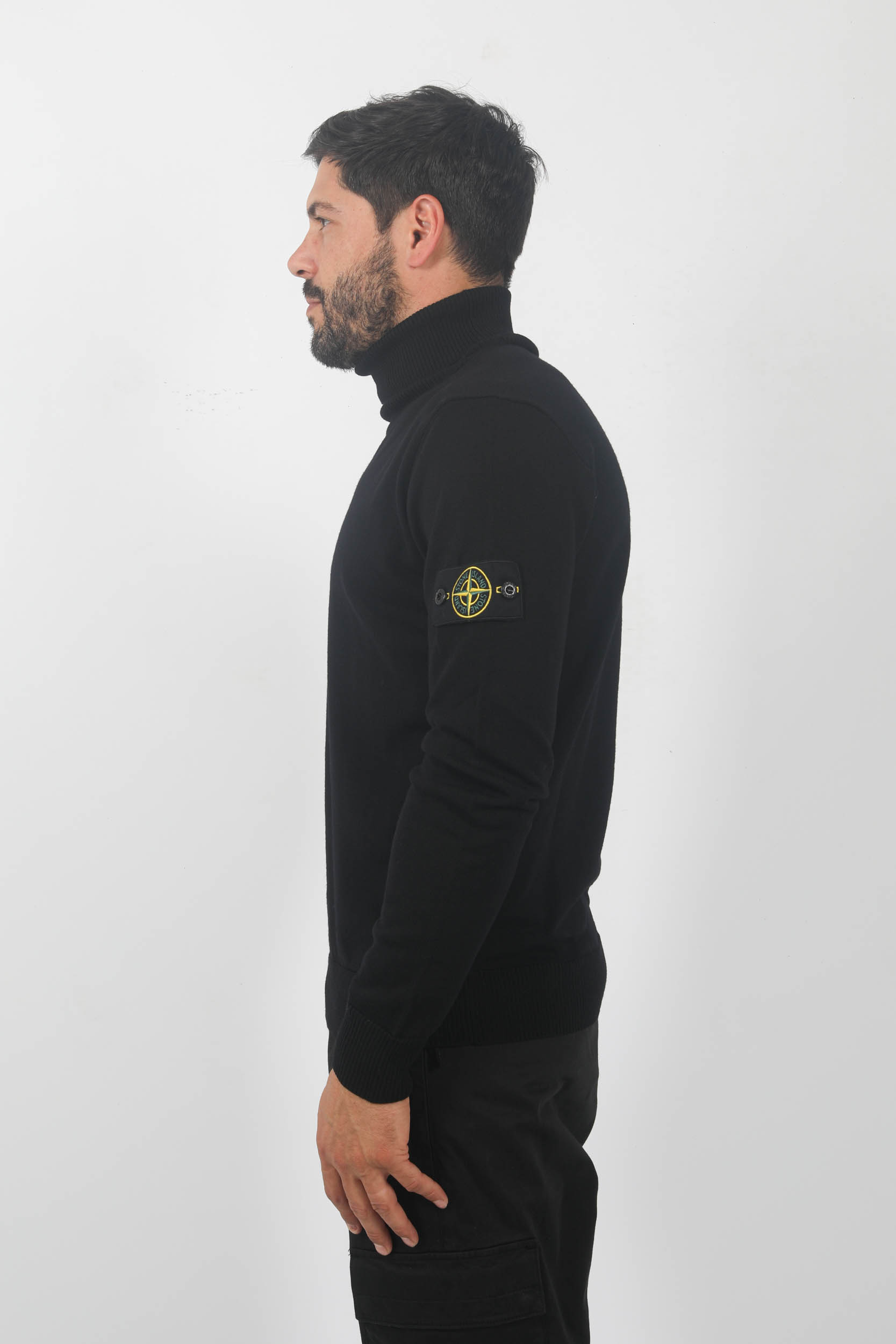 PULL COL ROULE MERINOS STONE ISLAND NOIR 7915525C4-A0029