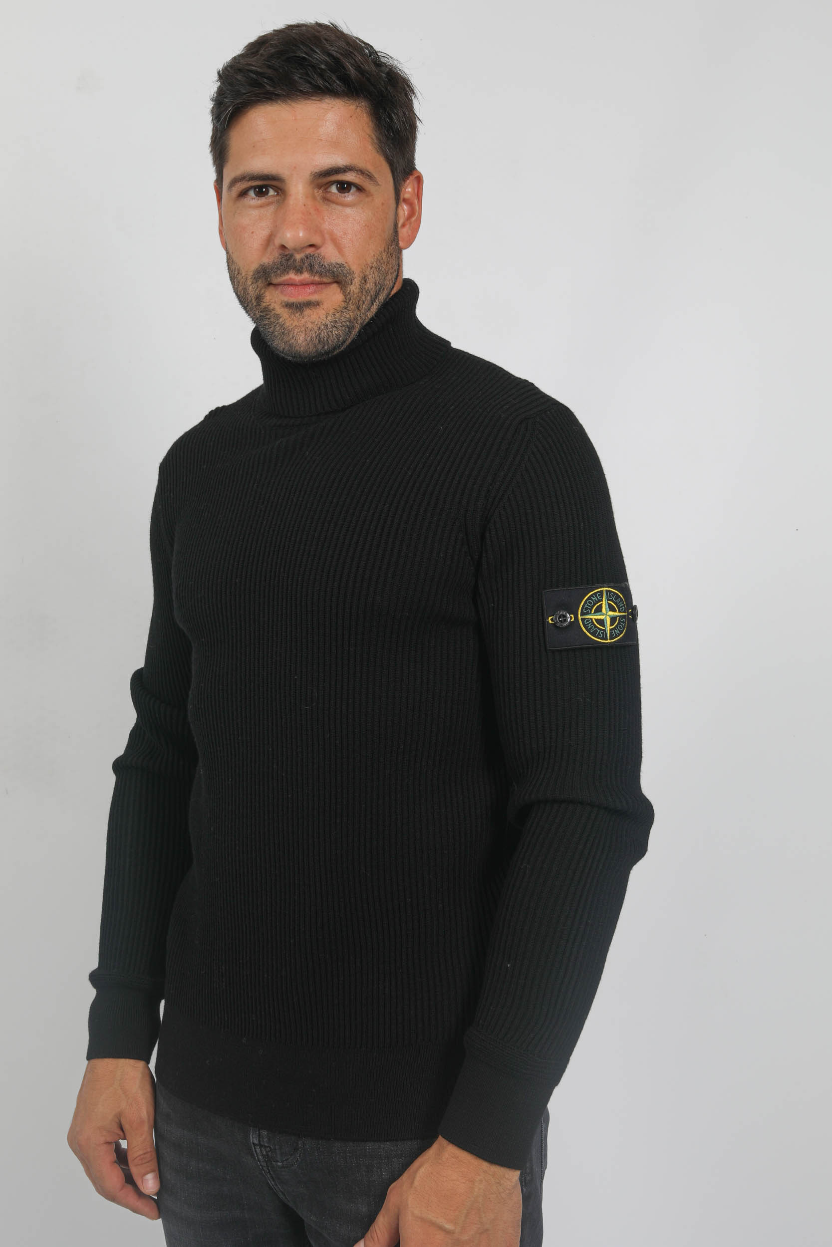 PULL STONE ISLAND COL ROULE COTES ANGLAISES NOIR 7915552C2 V0029