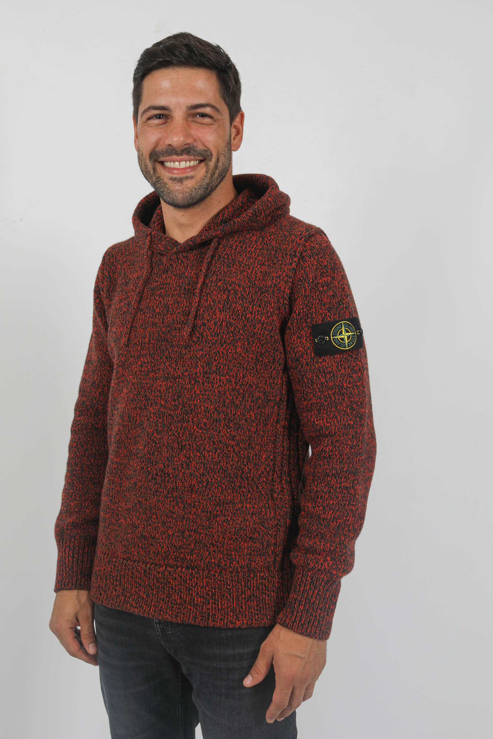 PULL STONE ISLAND LAINE D'AGNEAU ROUGE/NOIR 7915559A4-V0037