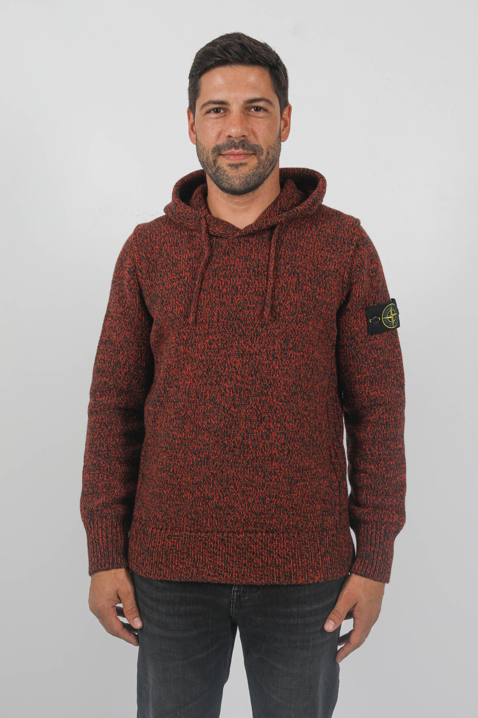 PULL STONE ISLAND LAINE D'AGNEAU ROUGE/NOIR 7915559A4-V0037