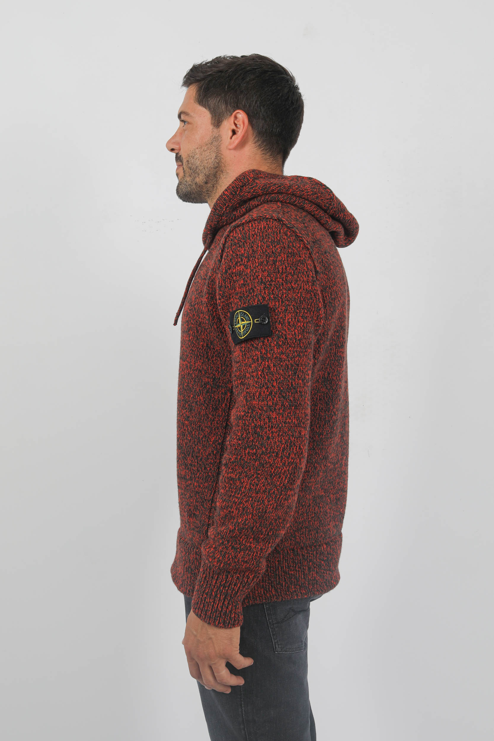 PULL STONE ISLAND LAINE D'AGNEAU ROUGE/NOIR 7915559A4-V0037