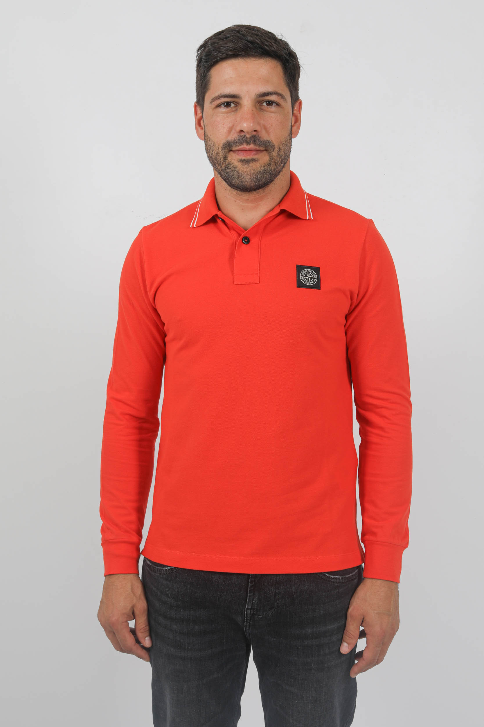 POLO MANCHES LONGUES STONE ISLAND ROUGE 79152SL18-V0037