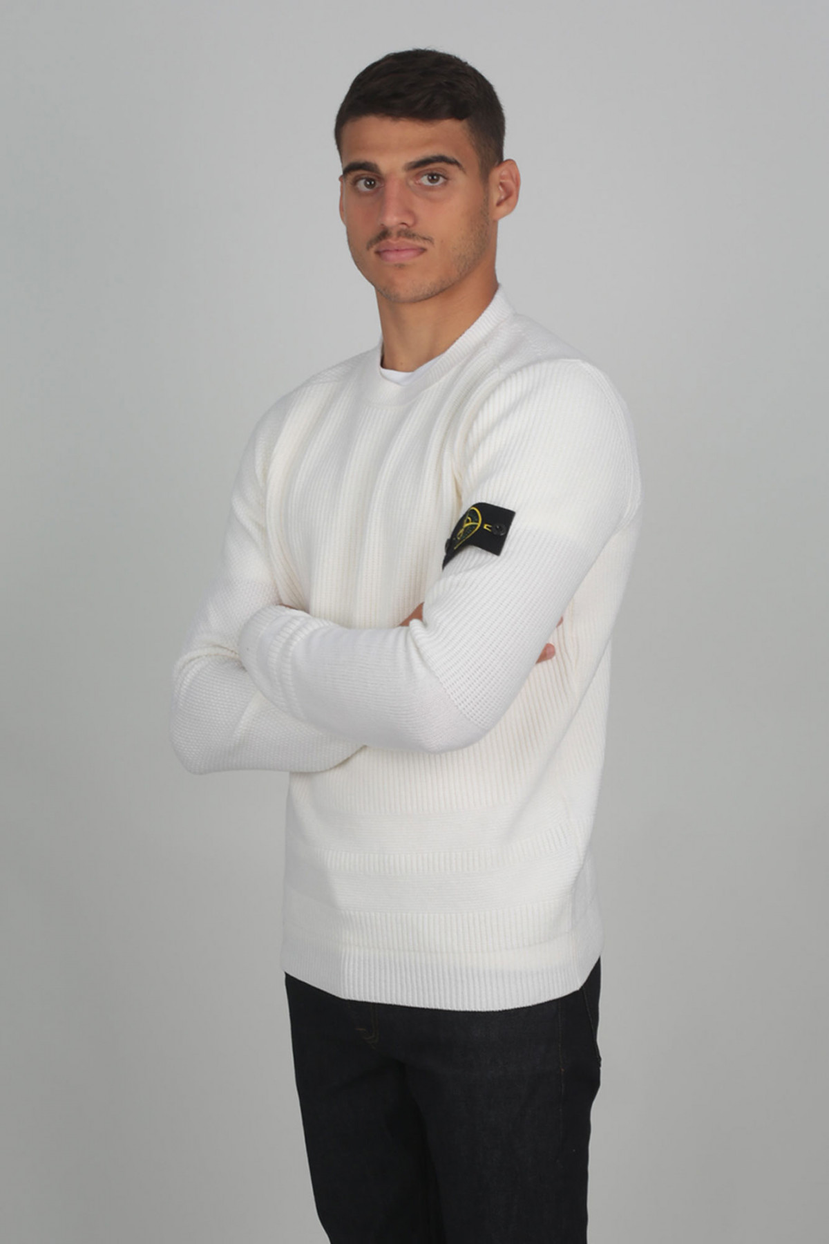 PULL STONE ISLAND BLANC 7115592A1V0099