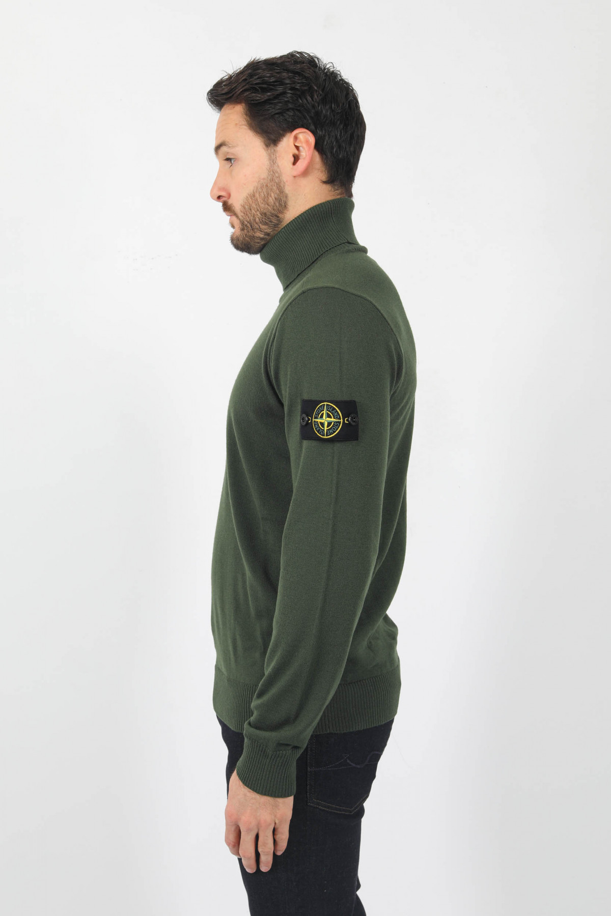 Pull Col Roule Merinos Stone Island Kaki C V