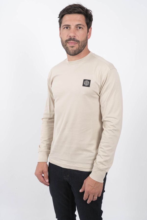 Produit T-SHIRT STONE ISLAND ECRU MANCHES LONGUES 811522713-V0097