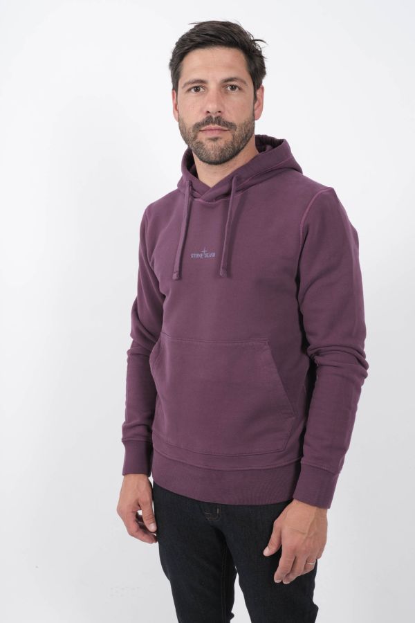 Produit SWEAT A CAPUCHE STONE ISLAND PRUNE LOGO BRODE 811566488-V0011