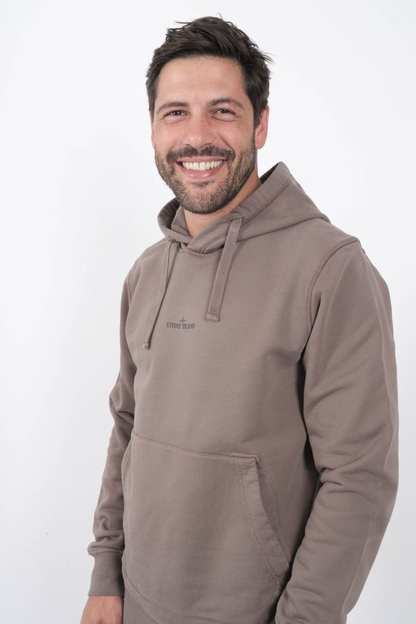 Produit SWEAT A CAPUCHE STONE ISLAND MARRON LOGO RELIEF 811566283-V0075