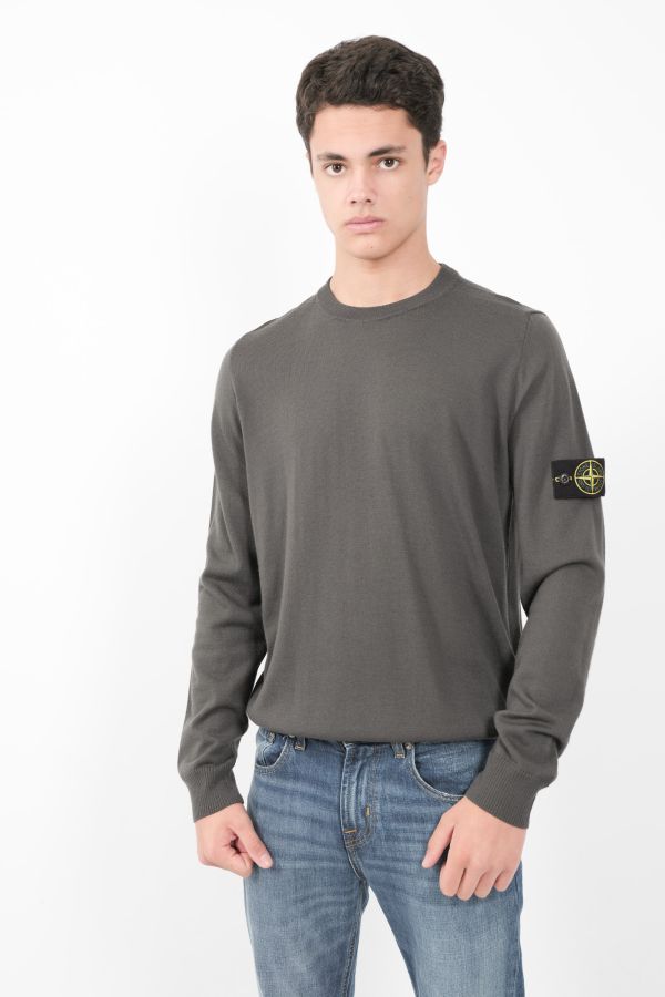 Produit PULL STONE ISLAND COL ROND EN MAILLE DE LAINE GRIS 8115510C4-V0062