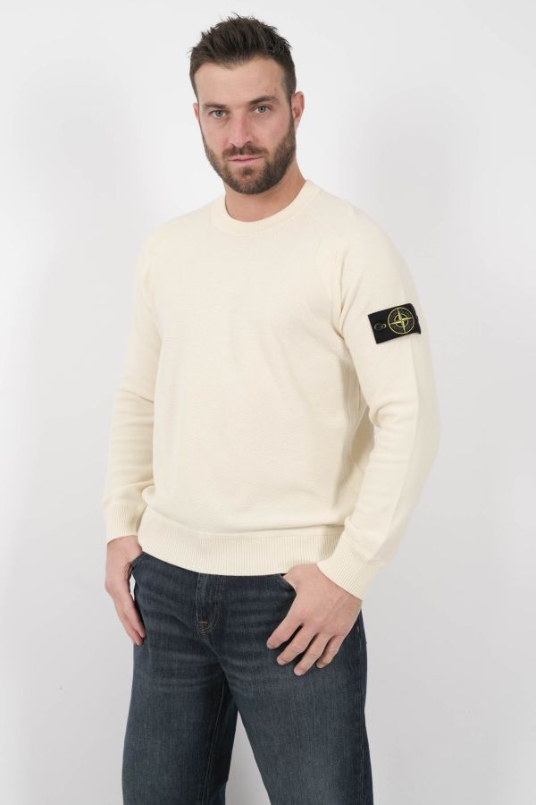 Produit PULL STONE ISLAND COL ROND EN NID D'ABEILLE ECRU S155136SB5-V0093