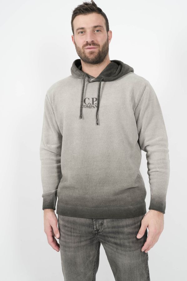 Produit SWEAT C.P COMPANY A CAPUCHE EFFET VELOUR DEGRADE GRIS N072A-935